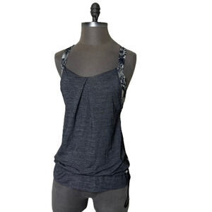 Women’s LuluLemon Racerback Tank Top Workout Top Black Cinch Waist Size 6 Floral